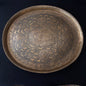 Large antique Indo Persian brass hunting tray with floral engraving and Saluki hounds