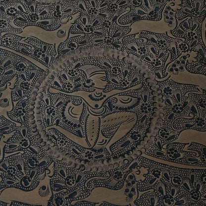 Antique North Indian brass tray with courtly figure medallions