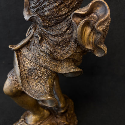 Large Japanese Meiji Bronze Figure Sounding a Conch Shell, c.1880–1900
