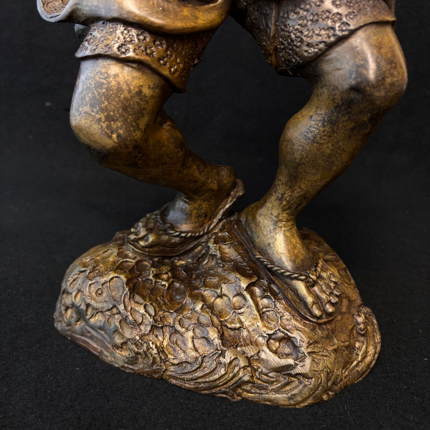Large Japanese Meiji Bronze Figure Sounding a Conch Shell, c.1880–1900