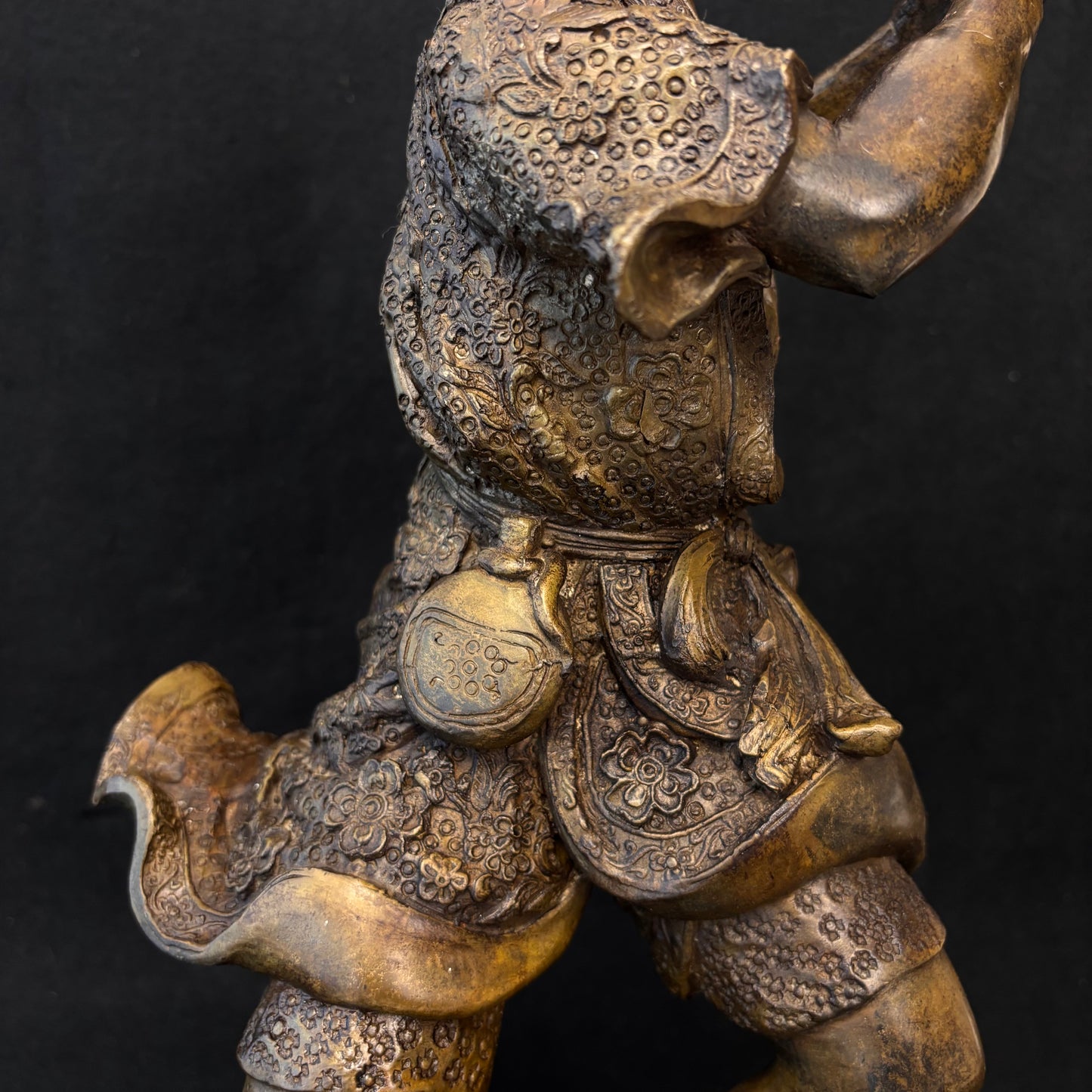 Large Japanese Meiji Bronze Figure Sounding a Conch Shell, c.1880–1900