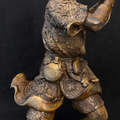 Large Japanese Meiji Bronze Figure Sounding a Conch Shell, c.1880–1900