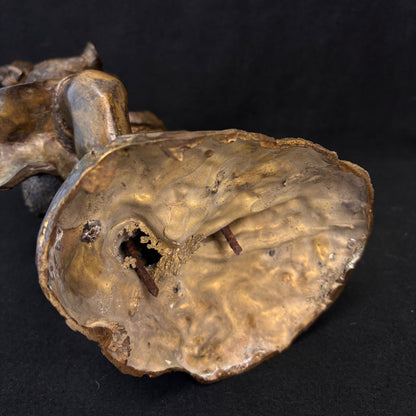 Large Japanese Meiji Bronze Figure Sounding a Conch Shell, c.1880–1900